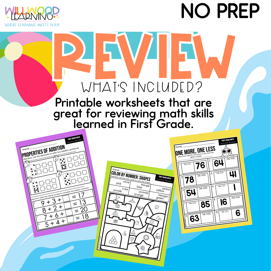 Goodbye First Grade| Summer Learning Math Pack
