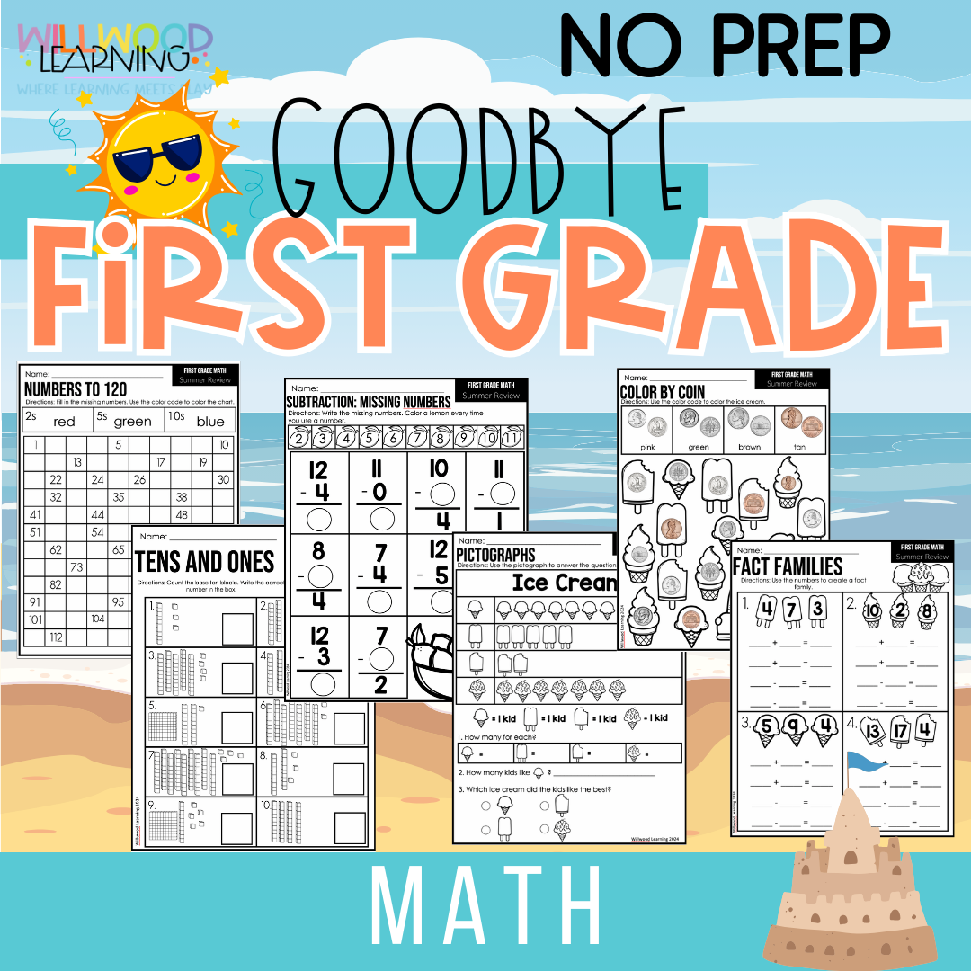 Goodbye First Grade| Summer Learning Math Pack