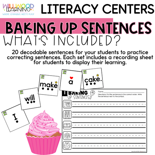 Baking Up Sentences | Sentence Unscramble | Sentence Fluency Passage