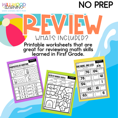 Goodbye First Grade| Summer Learning Math Pack